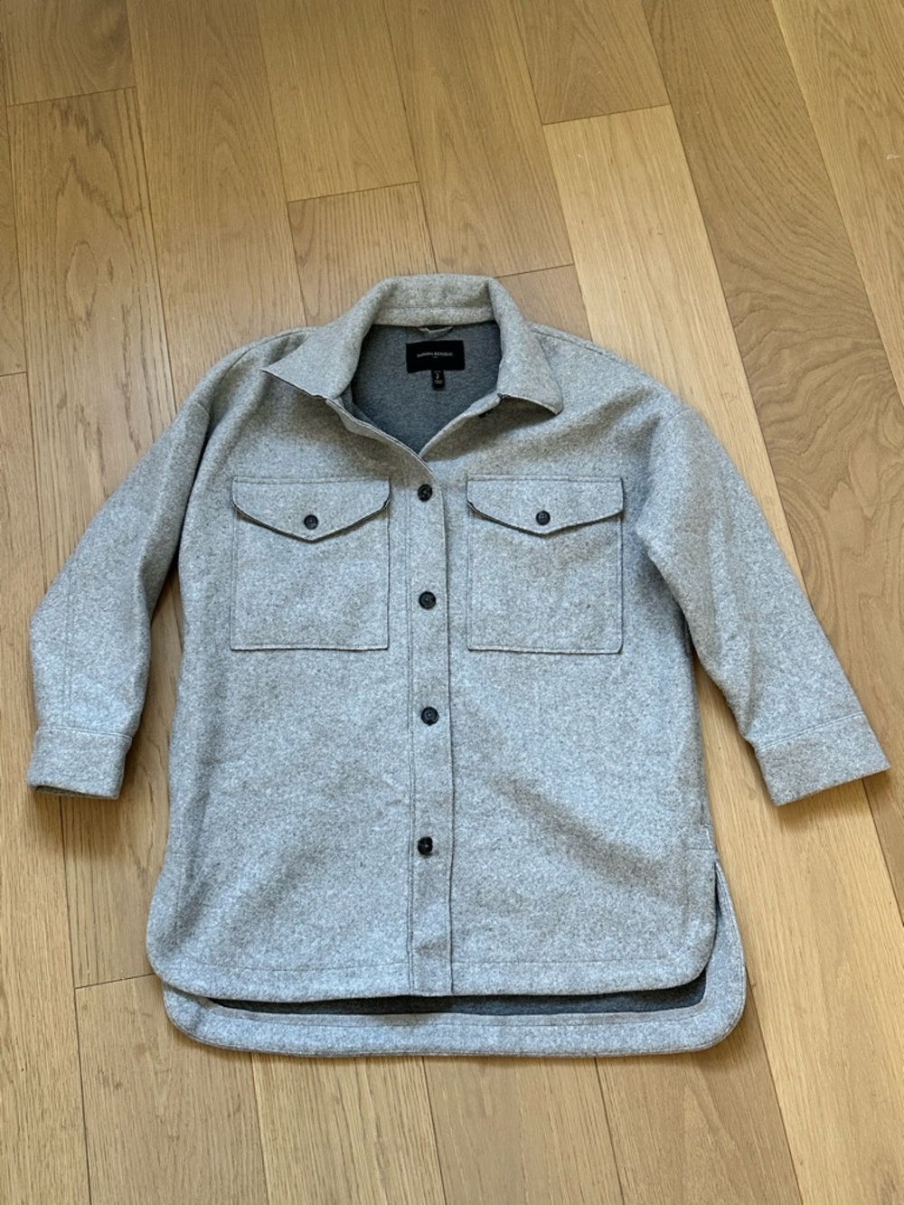 Banana Republic Light Gray Wool-Blend Utility Jacket